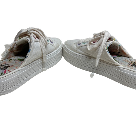 Farm Rio Sneakers White Platform Lace‎ Up Canvas Rainbow Tennis Mule Womens 38 - Picture 3 of 10